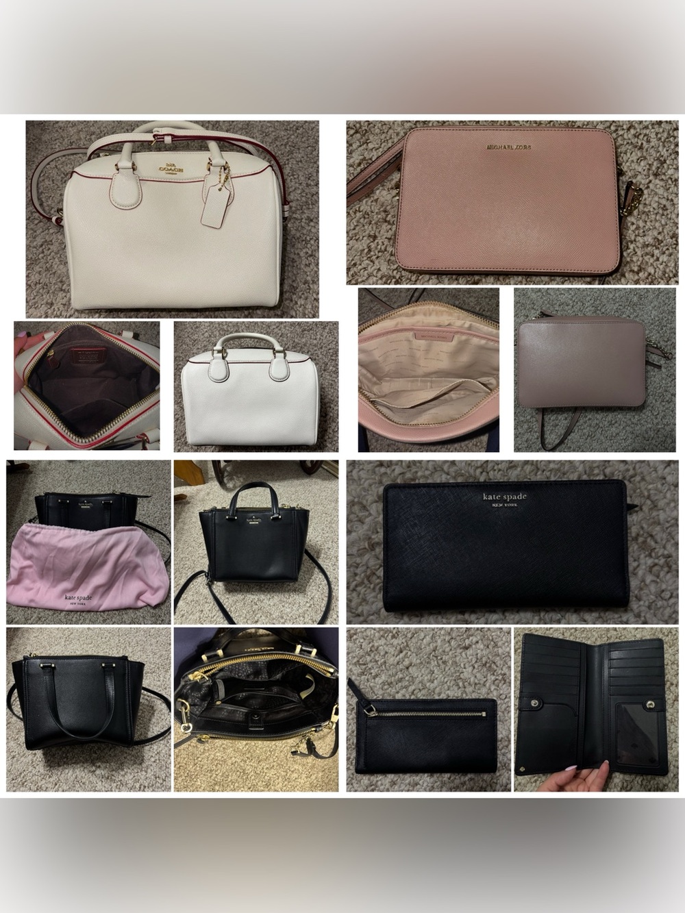 Multiples White Satchel with Pink Trim and Gold Hardware